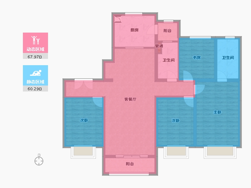 山西省-太原市-临汾富力湾・盈通国际-114.26-户型库-动静分区