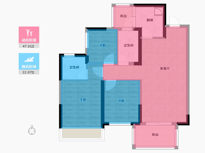 广西壮族自治区-南宁市-融创九熙府-70.50-户型库-动静分区