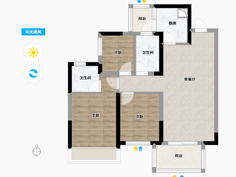 广西壮族自治区-南宁市-融创九熙府-70.50-户型库-采光通风