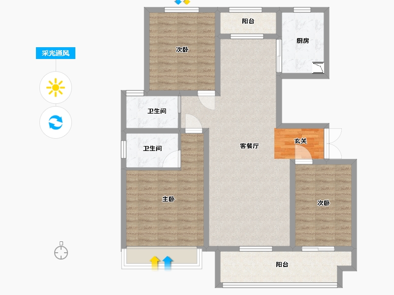 河南省-商丘市-柘城建业幸福里-108.00-户型库-采光通风