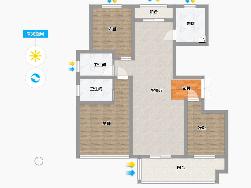 河南省-商丘市-柘城建业幸福里-100.08-户型库-采光通风