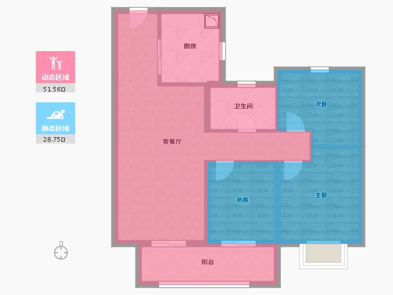 河南省-郑州市-碧桂园名门凤凰城-71.20-户型库-动静分区