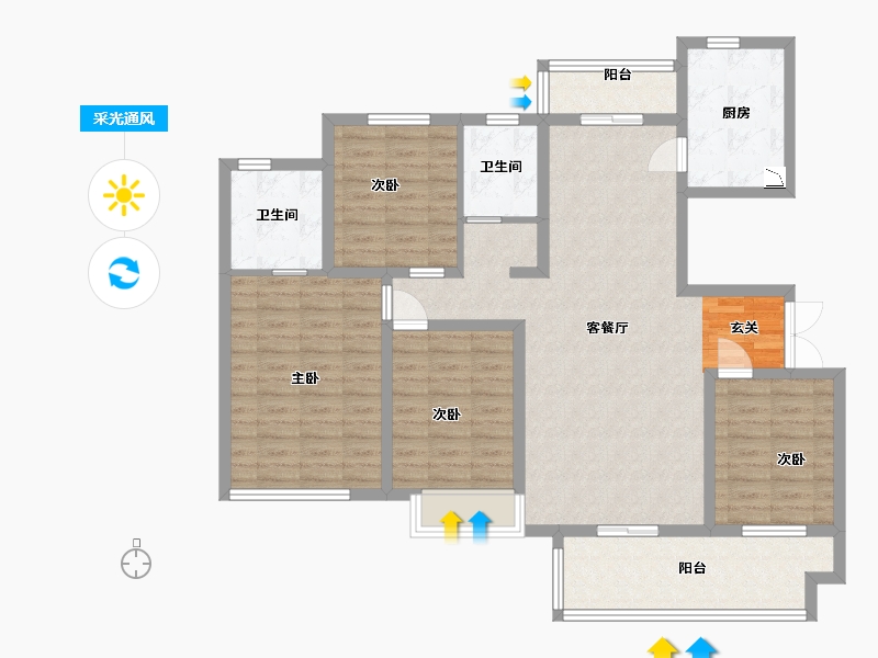 河南省-商丘市-柘城建业幸福里-115.28-户型库-采光通风