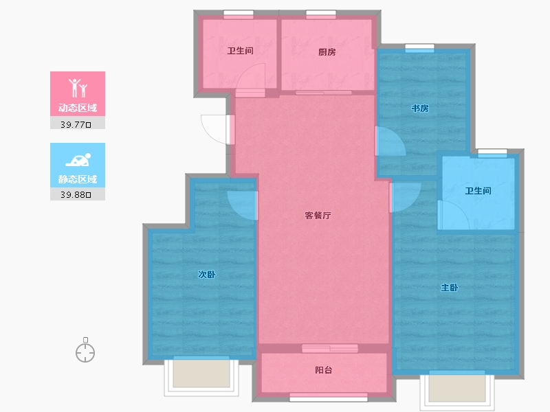 浙江省-湖州市-滨江棕榈・十里春晓-71.80-户型库-动静分区