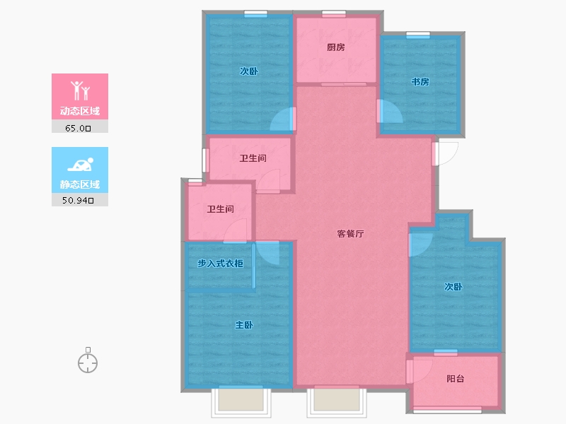 浙江省-湖州市-滨江棕榈・十里春晓-104.02-户型库-动静分区