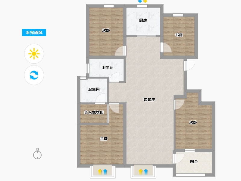 浙江省-湖州市-滨江棕榈・十里春晓-104.02-户型库-采光通风