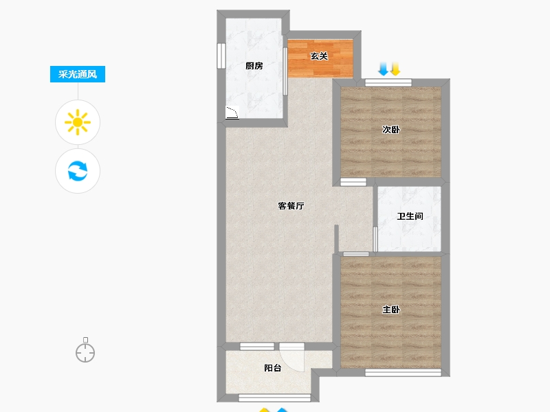 山东省-潍坊市-融创融公馆-64.60-户型库-采光通风