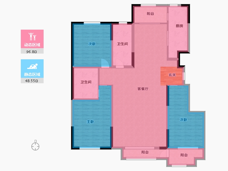 山东省-潍坊市-中冶潍坊公馆-130.40-户型库-动静分区