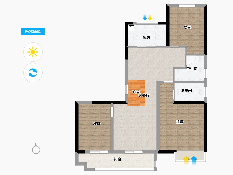 山东省-潍坊市-中梁颐和雅筑-100.00-户型库-采光通风