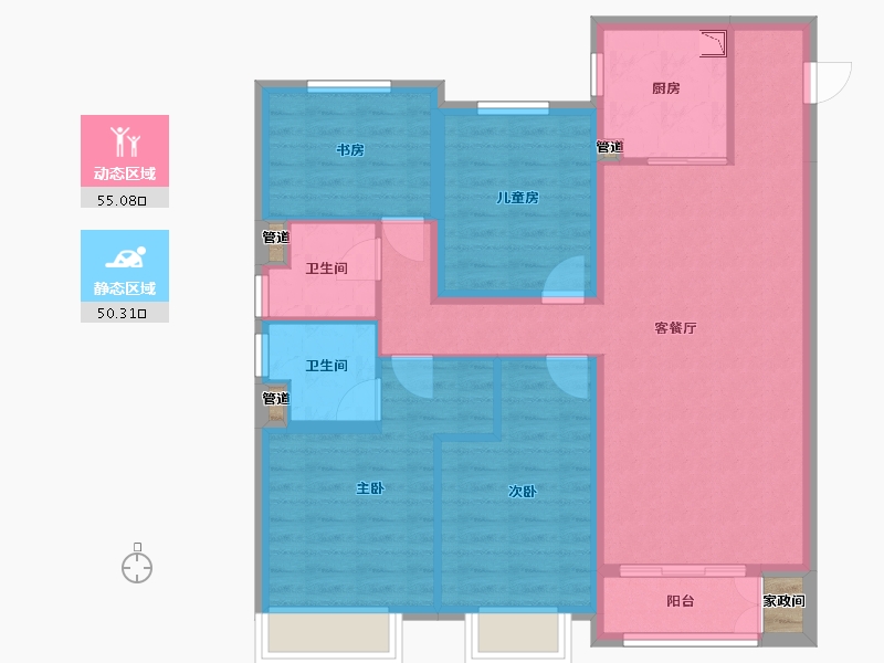 山西省-太原市-保利和光尘樾-95.54-户型库-动静分区