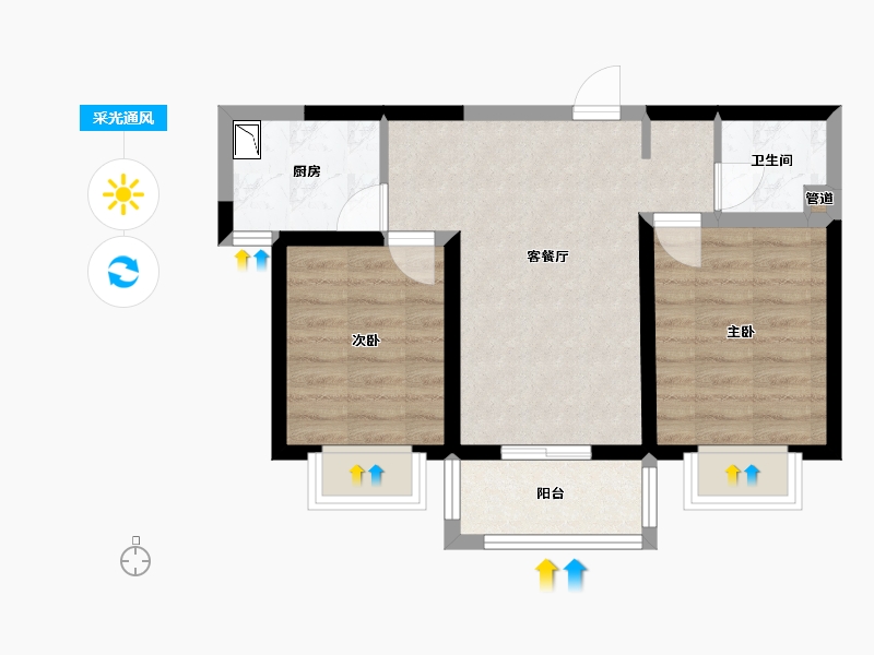 山西省-太原市-阳光尚都-52.11-户型库-采光通风