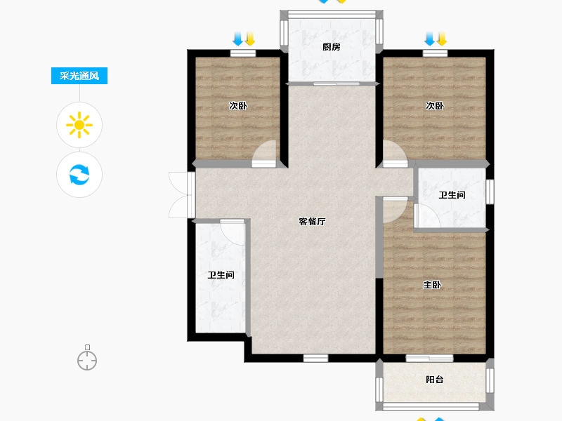 甘肃省-兰州市-树人莱雅居-91.98-户型库-采光通风