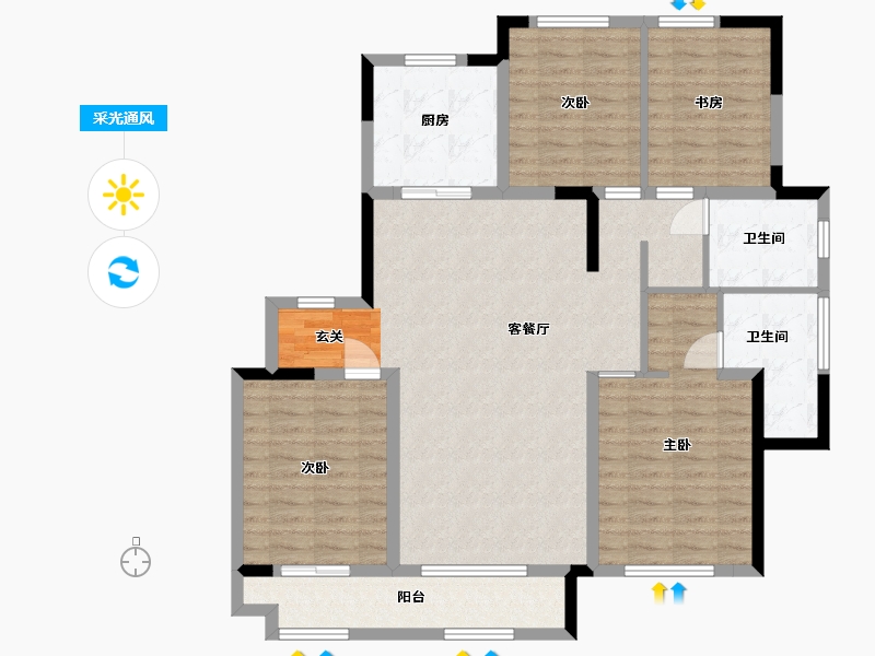 山东省-潍坊市-大有世家-116.01-户型库-采光通风