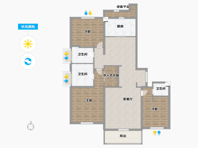 上海-上海市-锦绣里-133.60-户型库-采光通风