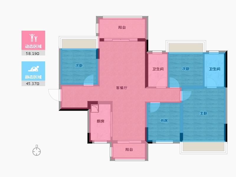 广西壮族自治区-桂林市-桂林融创九棠府-91.69-户型库-动静分区