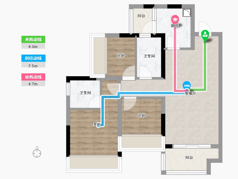 广西壮族自治区-桂林市-桂林融创九棠府-63.26-户型库-动静线