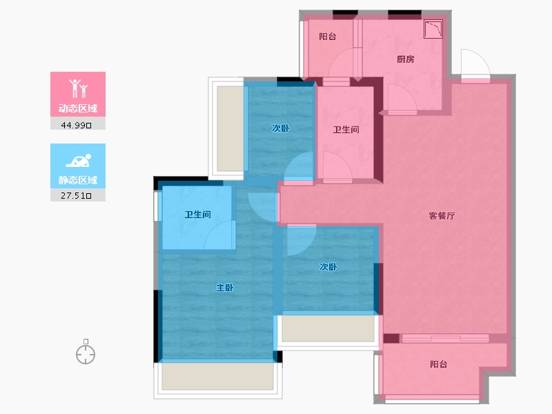 广西壮族自治区-桂林市-桂林融创九棠府-63.26-户型库-动静分区