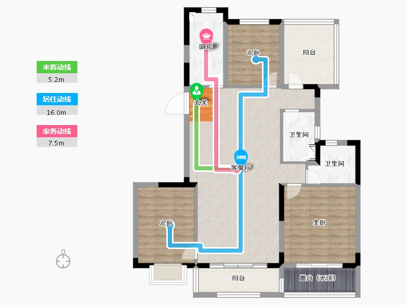 江苏省-扬州市-恒大御湖郡-105.00-户型库-动静线