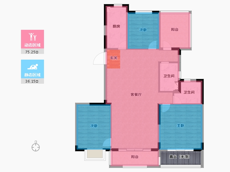 江苏省-扬州市-恒大御湖郡-105.00-户型库-动静分区