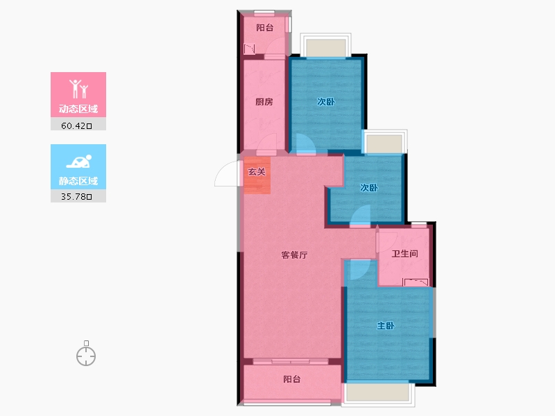 江苏省-扬州市-恒大御湖郡-85.44-户型库-动静分区