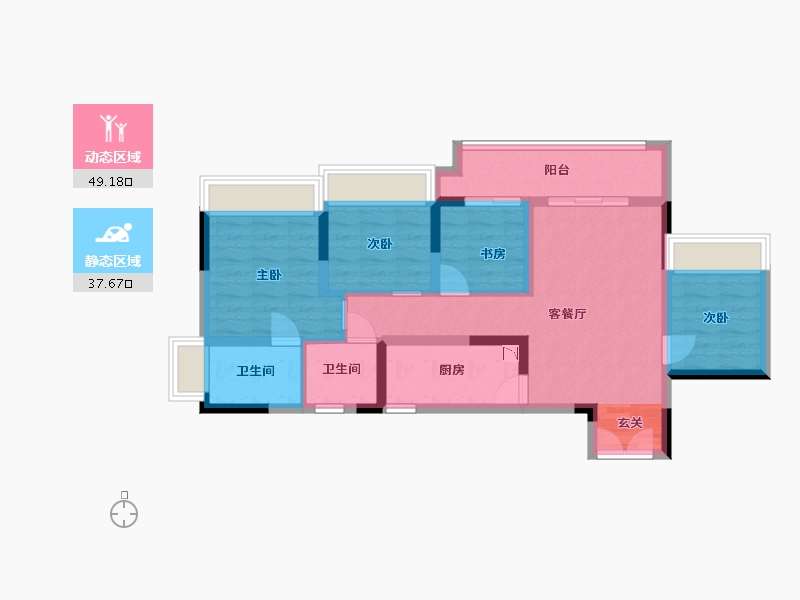 重庆-重庆市-翰粼天辰-76.08-户型库-动静分区