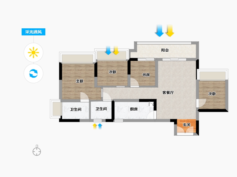 重庆-重庆市-翰粼天辰-76.08-户型库-采光通风