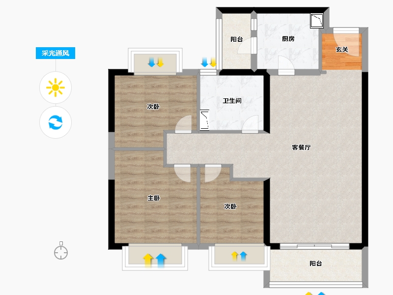 江苏省-扬州市-恒大御湖郡-81.00-户型库-采光通风