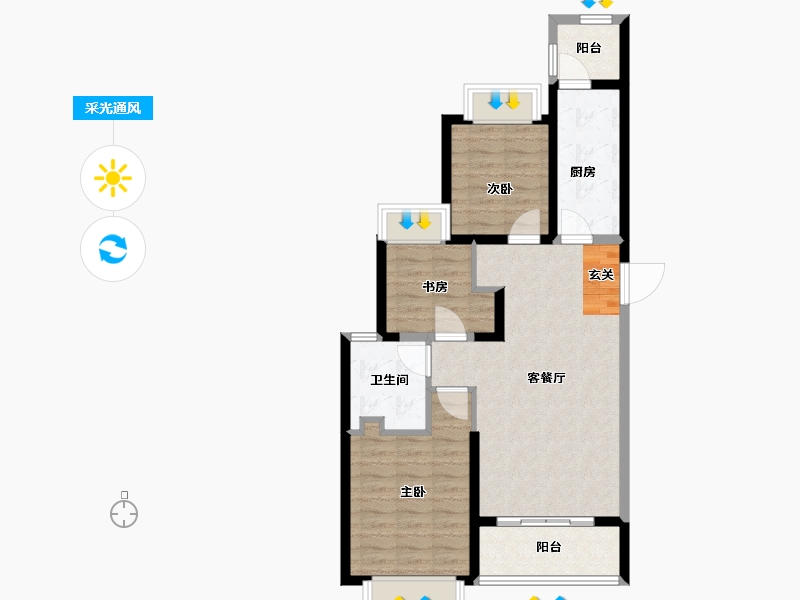 江苏省-扬州市-恒大御湖郡-77.00-户型库-采光通风