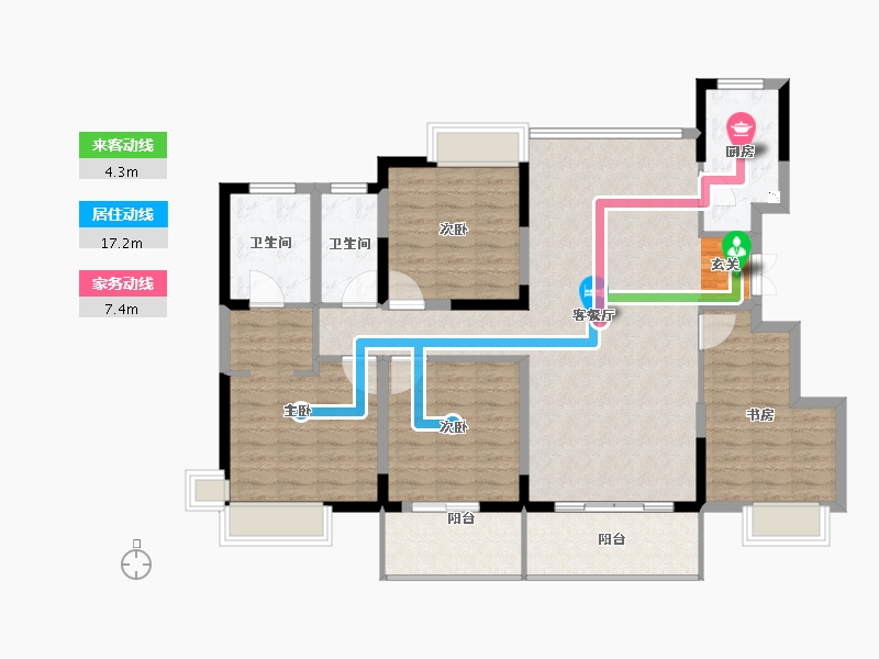 江苏省-扬州市-三金广陵铭著-124.00-户型库-动静线