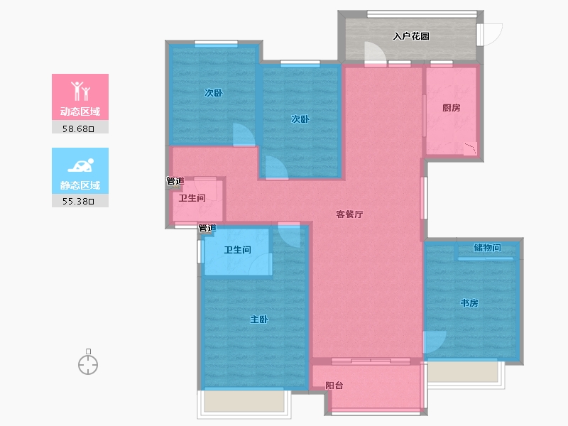 河南省-郑州市-碧源郑北瑞园-109.24-户型库-动静分区