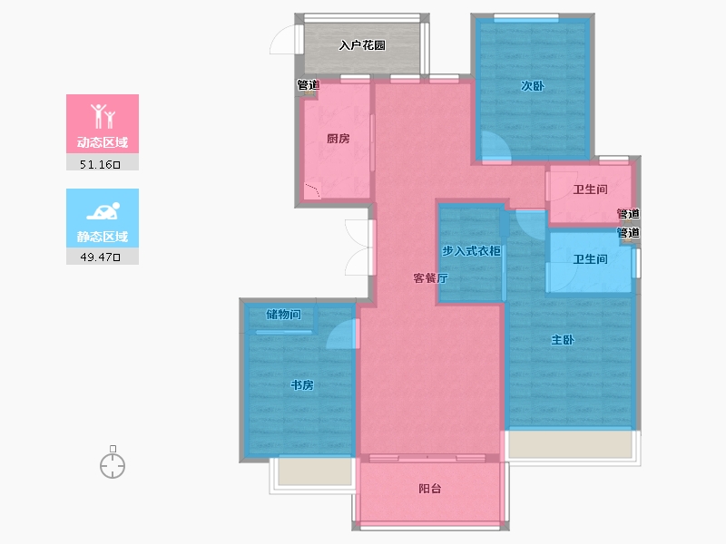 河南省-郑州市-碧源郑北瑞园-94.40-户型库-动静分区