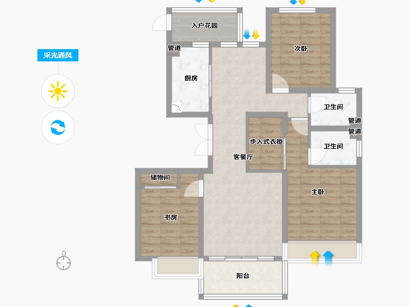 河南省-郑州市-碧源郑北瑞园-94.40-户型库-采光通风