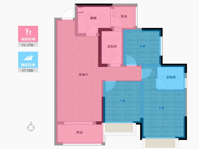 四川省-成都市-北辰鹿鸣院-77.51-户型库-动静分区