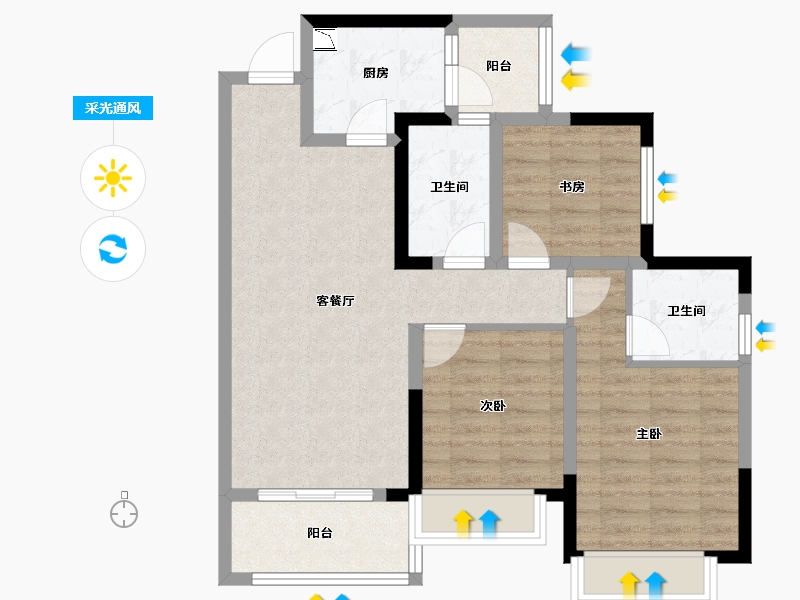 四川省-成都市-北辰鹿鸣院-77.51-户型库-采光通风