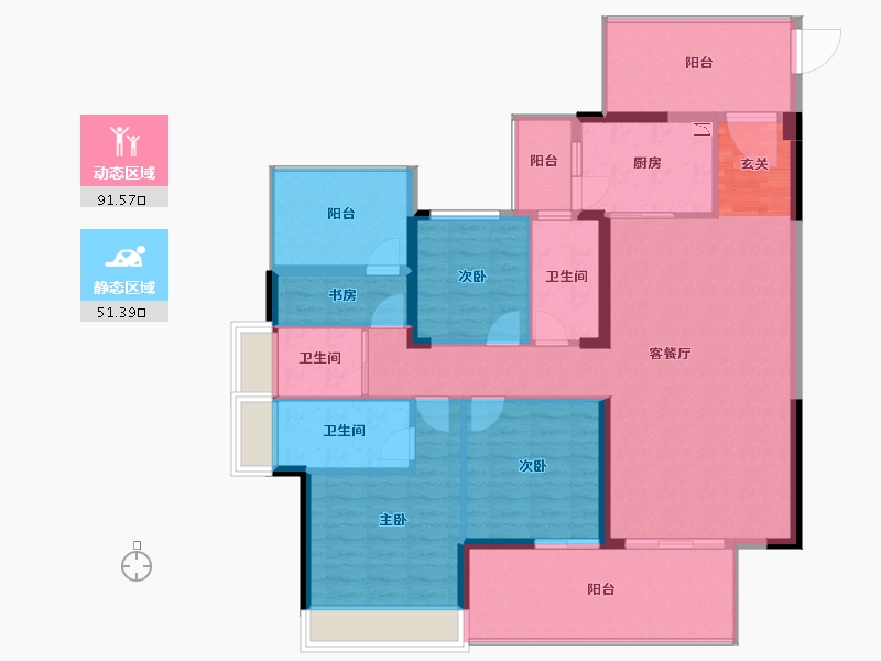 广东省-惠州市-景富双湖湾-129.59-户型库-动静分区