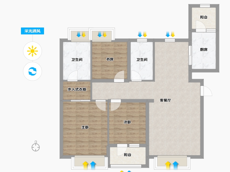 辽宁省-大连市-龙湖舜山府-95.47-户型库-采光通风