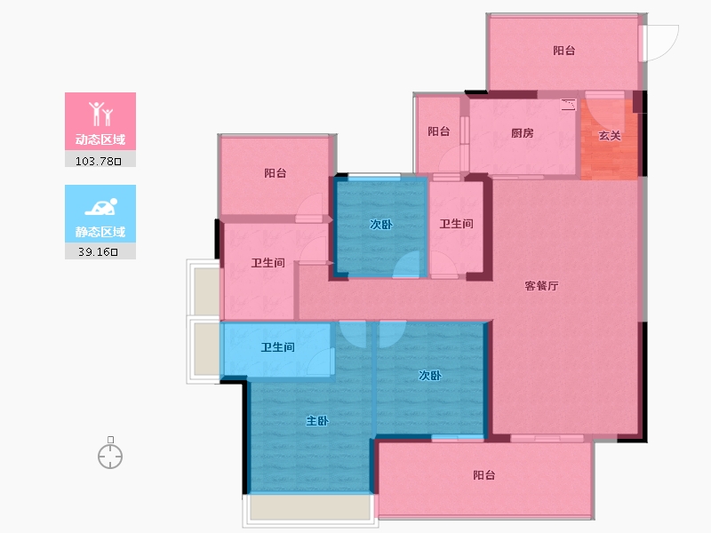 广东省-惠州市-景富双湖湾-129.57-户型库-动静分区