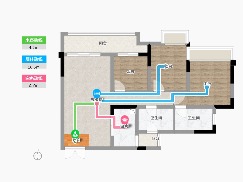 重庆-重庆市-翰粼天辰-74.53-户型库-动静线