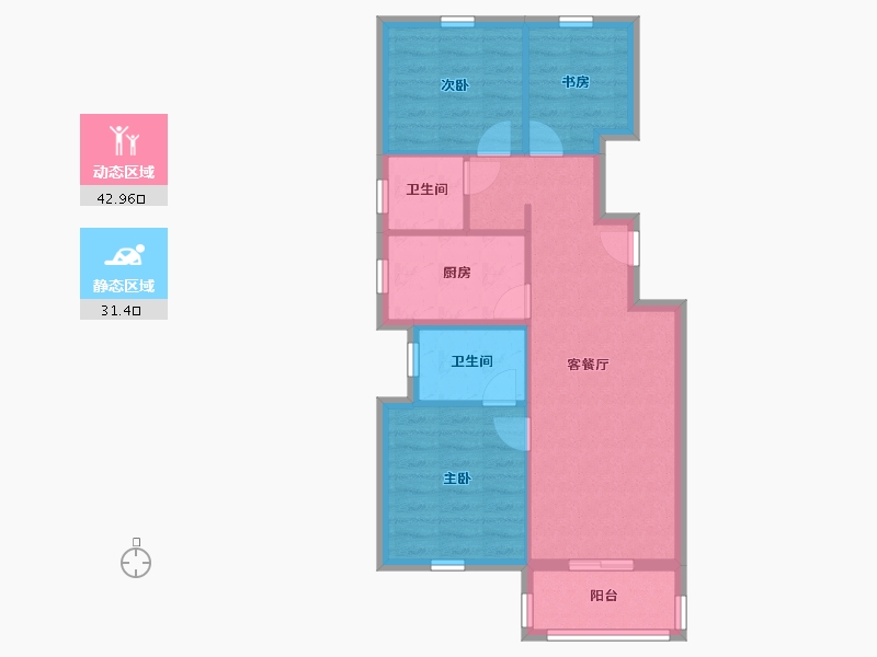 上海-上海市-中海汇德里-66.40-户型库-动静分区