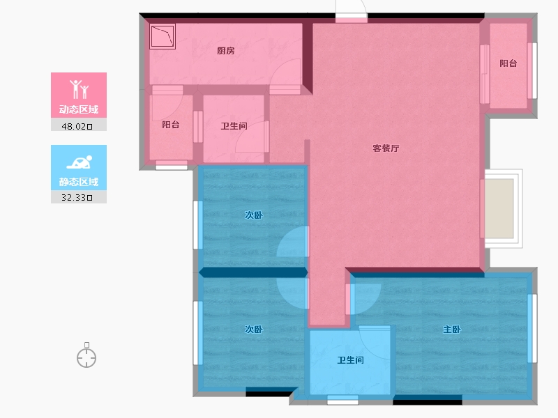 四川省-成都市-滨江锦府-70.83-户型库-动静分区