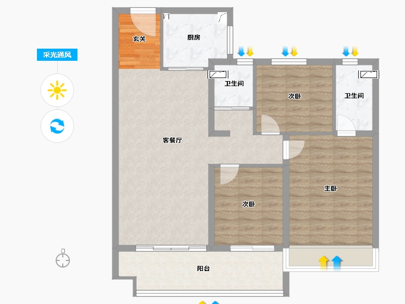 河南省-开封市-碧桂园・江山赋-93.00-户型库-采光通风