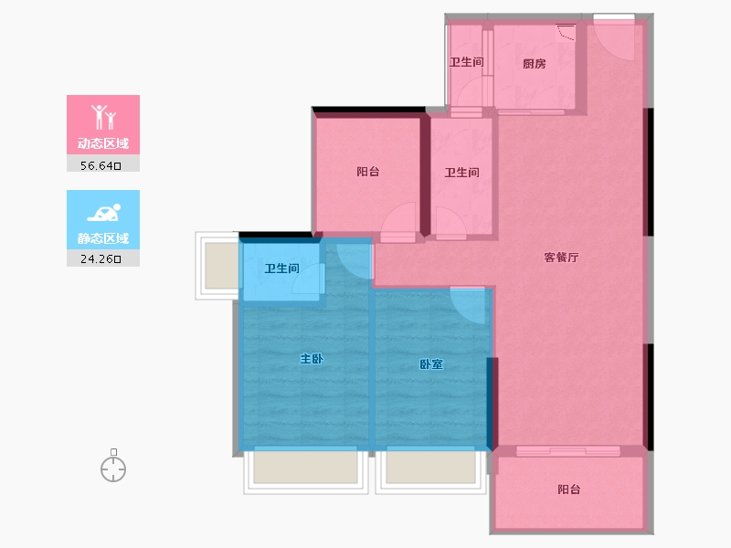 广东省-江门市-君豪国际-72.28-户型库-动静分区