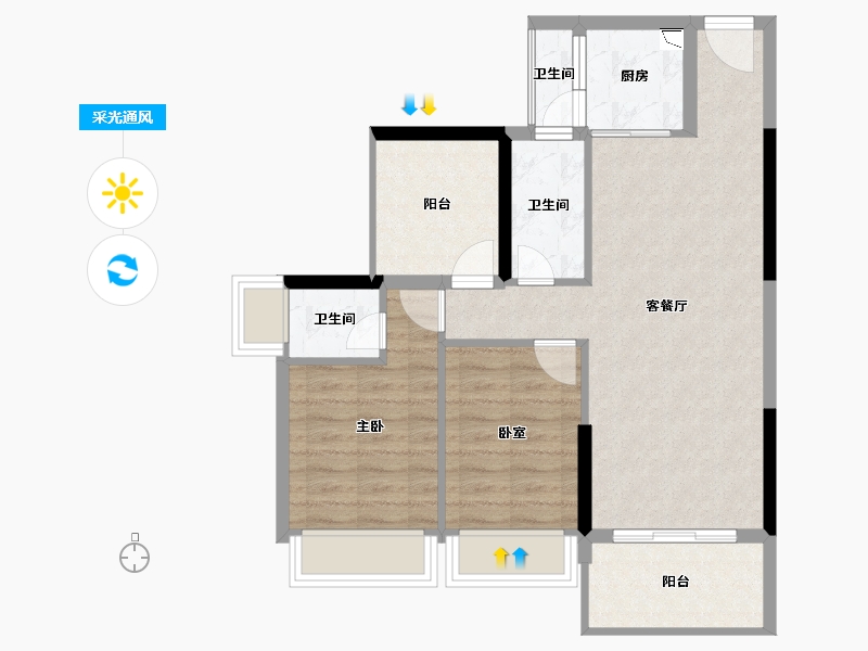 广东省-江门市-君豪国际-72.28-户型库-采光通风