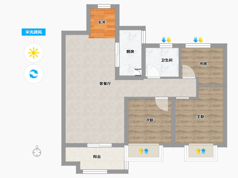 甘肃省-兰州市-兰州万达城-63.43-户型库-采光通风