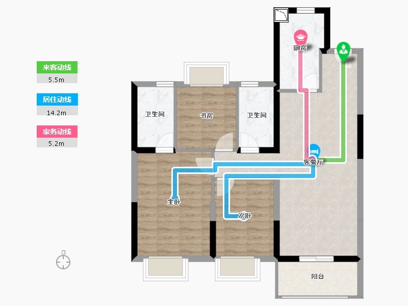 上海-上海市-嘉宝新力梦之晴华庭-80.01-户型库-动静线