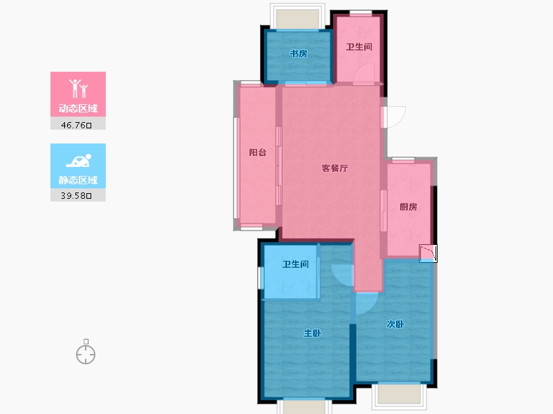 上海-上海市-万科青藤公园-76.80-户型库-动静分区