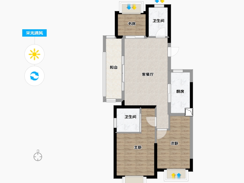 上海-上海市-万科青藤公园-76.80-户型库-采光通风