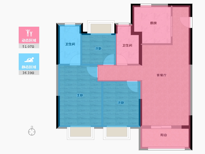 上海-上海市-万科青藤公园-78.40-户型库-动静分区