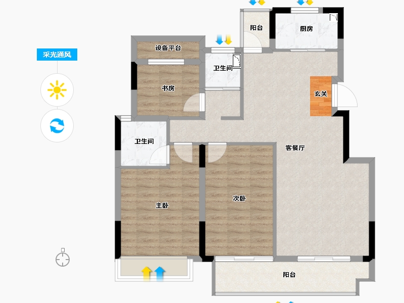 安徽省-铜陵市-拓基江山郡-96.07-户型库-采光通风