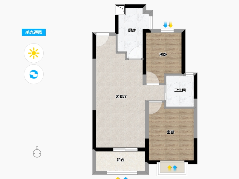 上海-上海市-万科青藤公园-60.80-户型库-采光通风